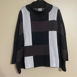 Planet by Lauren G Long Sleeve rib poncho‎ Sweater OS 100% cotton